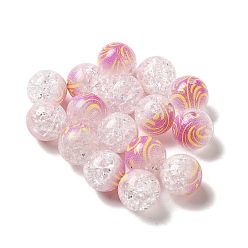 Орхидея Двухцветные акриловые бусины с кракле, окрашенные распылением, круглые, сиреневые, 10 мм, отверстие : 1.8 мм, Около 850 шт / 500 г