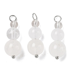 Хрусталь Подвески из натурального кварцевого кристалла с круглыми бусинами, подвески в форме тыквы из горного хрусталя с платиновыми железными петлями, 20.5~24x8~8.5 мм, отверстие : 1.5~3 мм