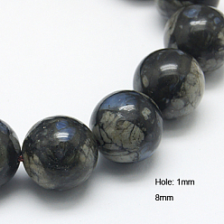 Grey Opal Natural Grey Opal Beads Strands, Round, 8mm, Hole: 1mm, about 49~51pcs/strand, 15.5 inch
