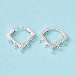 Посеребрённый Латунная серьга-кольцо, Twist ромб, с горизонтальными петлями, без кадмия и без свинца, долговечный, 925 серебро покрытием, 16.5x17x2 мм, отверстие : 1 мм, штифты : 1 мм
