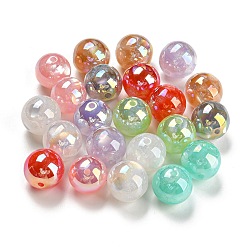Mixed Color UV Plating Iridescent Acrylic Beads, Round, Mixed Color, 16mm, Hole: 2mm