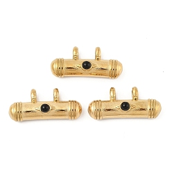 Black Onyx Подвески из натурального черного оникса (окрашенные и нагретые), 304 подвески-колонны из нержавеющей стали, вакуумное покрытие pvd, реальный 18 k позолоченный, 15x33x9 мм, отверстие : 4 мм