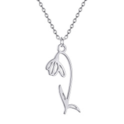 Нержавеющая Сталь Цвет 304 Подвески-кулоны в виде цветка из нержавеющей стали для женщин, не тускнеет, цвет нержавеющей стали, 15.75 дюйм (40 см)