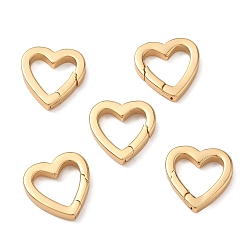 Real 18K Gold Plated SHEGRACE Brass Spring Gate Rings, Heart, Cadmium Free & Lead Free & Nickel Free, Real 18K Gold Plated, 16x16x3mm