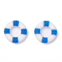 Blue Opaque Resin Cabochons, Navy Style, Swim Ring, Blue, 21x6mm