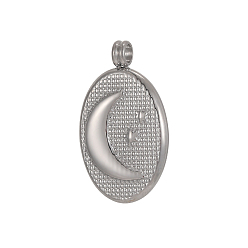 Нержавеющая Сталь Цвет 304 подвески из нержавеющей стали, , овальный с подвесками в виде луны, цвет нержавеющей стали, 20x13 мм, отверстие : 2.5 мм