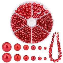 Красный 1070 акриловые бусины из искусственного жемчуга, окрашенные, круглые, красные, 3~10x2.5~9.5 мм, отверстие : 0.8~2.5 мм