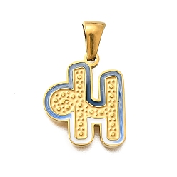 Letter H 304 подвески из нержавеющей стали, с эмалью, ионное покрытие (ip), лазерная резка, реальный 18 k позолоченный, Письмо ч, 17.5x14.5x1.5 мм, отверстие : 5.5x2.5 мм