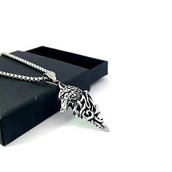 Нержавеющая Сталь Цвет Скандинавский викинг волчья голова кулон из нержавеющей стали ожерелья для мужчин и женщин, цвет нержавеющей стали