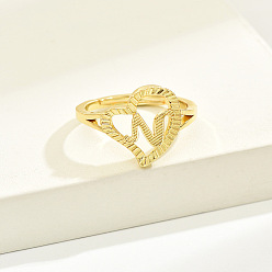 Letter N Латунные алфавитные регулируемые кольца для женщин, без кадмия, без никеля и без свинца, с сердцем, Письмо N, 17 мм, размер США 6 1/4 (16.7 мм)