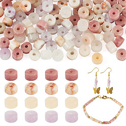 Mixed Stone 200Pcs 4 Styles Synthetic Red Netstone & Natural Lepidolite/Purple Mica Stone & Pink Aventurine & Rhodonite Beads, Heishi Beads, Flat Round/Disc, 4x2mm, Hole: 0.7mm, 50pcs/style