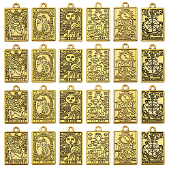 Античное Золото 24 шт 6 подвески из цинкового сплава, прямоугольник с шармом Таро, античное золото , 23.3x14x1.5 мм, отверстие : 1.8 мм, 4 шт / стиль