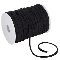 Noir 50m cordon élastique plat, avec bobine en plastique, noir, 5mm