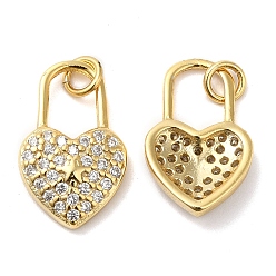 Настоящее золото 18K 925 серебро из микрочипов с кубическим цирконием, Замок-сердечко со звездочкой, с целью перехода в кольце, реальный 18 k позолоченный, 14x9x2.5 мм, отверстие : 2.3 мм