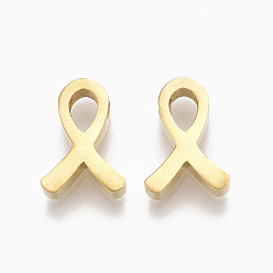 Золотой 304 подвески из нержавеющей стали, осведомленности ленты, золотые, 12x9x3 мм, отверстие : 1.8 мм