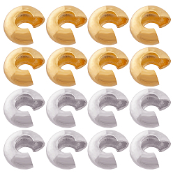 Золотой & Цвет Нержавеющей Стали 160 шт. 2 стиль 304 крышки для обжимных бусин из нержавеющей стали, золотые и нержавеющая сталь цвет, 4.5~5x4.5x2~3 мм, отверстие : 2 мм, 80 шт / стиль