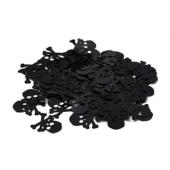 Black Plastic Table Scatter Confetti, for Halloween Party Decorations, Skull, Black, 22x18.7x0.3mm, about 180pcs/bag
