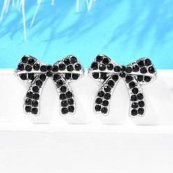 Нержавеющая Сталь Цвет 304 из нержавеющей стали серьги, со стразами, бантом, цвет нержавеющей стали, 22.5x25.5 мм