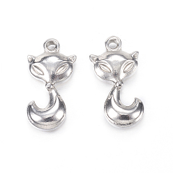 Нержавеющая Сталь Цвет 304 подвески из нержавеющей стали, лиса, цвет нержавеющей стали, 18x9.5x3.5 мм, отверстие : 1.5 мм