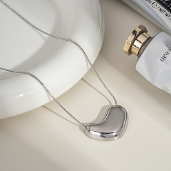 Нержавеющая Сталь Цвет Ожерелья с подвеской в форме сердца из нержавеющей стали в европейском стиле для женщин и мужчин, цвет нержавеющей стали, 15.94 дюйм (40.5 см)