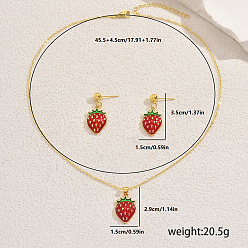 Золотой Комплект из латунных сережек-гвоздиков и ожерелий с подвесками из вишни для женщин, золотые