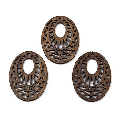 Кокосово-Коричневый Подвески из орехового дерева, овальные, кокосового коричневый, 38x29x2 мм, отверстие : 2 мм