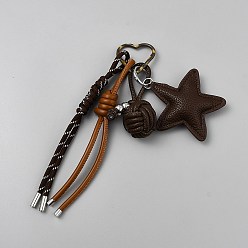 Кокосово-Коричневый Декоративный подвесной светильник из искусственной кожи и сплава, звезда, с нейлоновой, кокосового коричневый, 260 мм