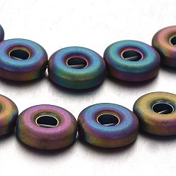 (966) Внутренний цвет Кристалл / Лиловато-лиловый на подкладке Гальванизировать немагнитных синтетический гематит бисер пряди, матовые, пончик, с покрытием разноцветным, 10x3 мм, отверстие : 1 мм, около 40 шт / нитка, 15.7 дюйм