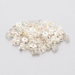 Серебро 304 из нержавеющей стали гайки уха, спинки серег-бабочек для серег-почтальонов, серебряные, 4x3x2 мм, отверстие : 0.8 мм