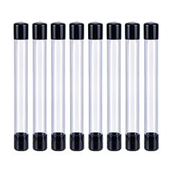 Черный Прозрачные пластиковые трубки для хранения бусин из ПВХ, с крышкой, чёрные, 21x2.3 см, Внутренний диаметр: 2 cm