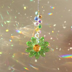 Лайм Подвесные украшения из стеклянных цветов, Радужный светильник на окнах, подвесной ловец солнца для украшения крыльца дома и сада, желто-зеленые, 340 мм