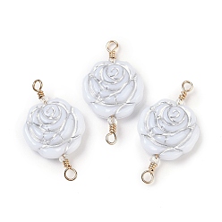 Цветок Непрозрачные акриловые звенья соединительные подвески, без кадмия, без никеля и без свинца, с петлями из латуни с покрытием из настоящего золота 18k, серый, цветок, 24.5~25.5x14x4.5 мм, отверстие : 1.5~2 мм