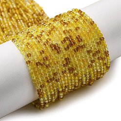 Золотистый Прозрачные стеклянные бусины, маленькие шарики, граненые, круглые, золотые, 2 мм, отверстие : 0.6 мм, около 188 шт / нитка, 14.09'' (35.8 см)