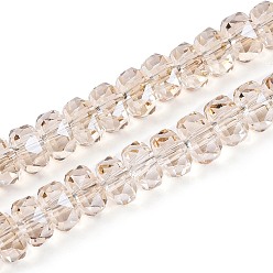 Античный Белый Гальванизируйте прозрачное стекло бисер нитей, рондель, граненые, старинный белый, 5.5~6.5x3.5~4.5 мм, отверстие : 1~1.4 мм, около 91~100 шт / нитка, 14.17~17.32 дюйм (36~44 см)