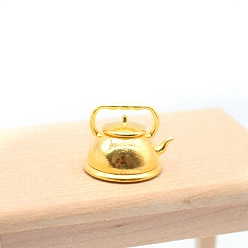Золотой Кукольный домик миниатюрный чайник из сплава старинный чайник для горячей воды, чайник мебель кухонная модель аксессуары, золотые, 27x13x22 мм