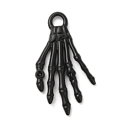 Черный Подвески из окрашенного сплава на Хэллоуин, рука, чёрные, 35x19x2 мм, отверстие : 3.5 мм