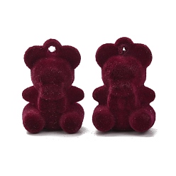 Темно-Красный 3 акриловые подвески с флоком, с Велет, для поделок ювелирные изделия кулон серьги аксессуары, темно-красный, 30x20x17.8 мм, отверстие : 2.5 мм