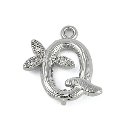 Letter Q Латунные хрустальные стразы буквы звенья соединительные подвески, без кадмия, без никеля и без свинца, Реальная платина, Буква Q, 15x14x4 мм, отверстия : 1.2 mm и 1.5 мм