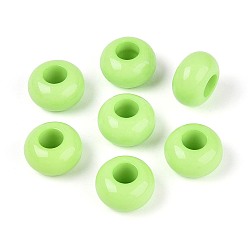 Бледно-Зеленый Непрозрачный акрил европейского бисера, рондель, бледно-зеленый, 14x8 мм, отверстие : 5.5 мм, Около 555 шт / 500 г