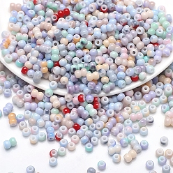 Gemischte Farbe Nachahmung Jade Glasperlen, Runde, Gemischte Farbe, 2.5x2 mm, Bohrung: 1.4 mm