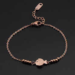 Fish Браслеты из нержавеющей стали с подвесками, украшения для женщин, золотые, рыба, 7-7/8 дюйм (200 мм)