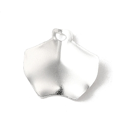925 Sterling Silver Plated Brass Pendants, Ginkgo Leaf Charms, 925 Sterling Silver Plated, 15x15x1mm, Hole: 1.6mm