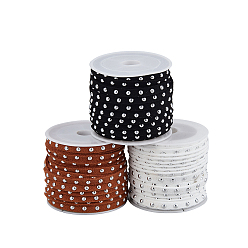 (52) Непрозрачная лаванда 3 рулоны 3 цвета искусственной замши шнур, с заклепкой из сплава серебра, для панк-рок ювелирных изделий, разноцветные, 5x2.5 мм, около 5.46 ярдов (5 м) / рулон, 1 рулон / цвет