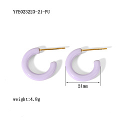 Лиловый Простые и элегантные 304 серьги-гвоздики из нержавеющей стали в форме буквы С, золотые, сирень, 16 мм
