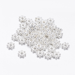 Silver Tibetan Style Alloy Daisy Spacer Beads, Flower, Lead Free & Cadmium Free, Silver Color Plated, 4.5x1.5mm, Hole: 1mm