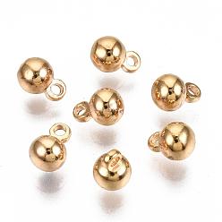 Real 18K Gold Plated Long-Lasting Plated Brass Charms, Nickel Free, Round, Real 18K Gold Plated, 5.5x4mm, Hole: 1.2mm
