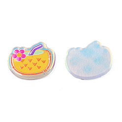 Gold Transparent Printed Acrylic Cabochons, Drink, Gold, 20x22x2.5mm