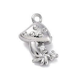 Платинированный Латунные микро проложить кубического циркония подвески, без кадмия, без никеля и без свинца, грибы чары, Реальная платина, 14x10.5x5 мм, отверстие : 1.2 мм