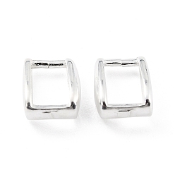 Серебро 925 зажим для зажима льда из стерлингового серебра, прямоугольные, серебряные, 9x7x3.5 мм, внутренний диаметр: 4x6 мм, штифты : 0.8 мм