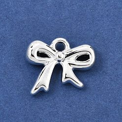Bowknot Chapado colgantes de acrílico, plata, encantos del bowknot, 18x21x5 mm, agujero: 2.5 mm
